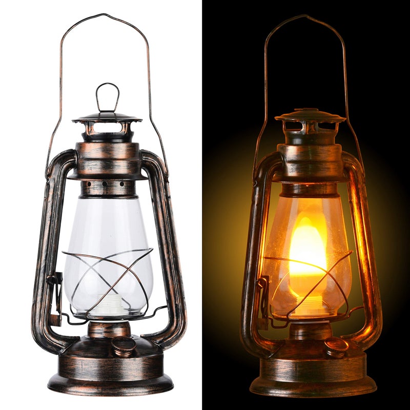 12vmonster فانوس كهربائي قديم الطراز بتصميم ريفي عتيق مع لمبة إيديسون LED بتشطيب برونزي صدئ لمبات طاولة ليلية لمكتب أو غرفة نوم أو ديكور مسرحي - Image 4